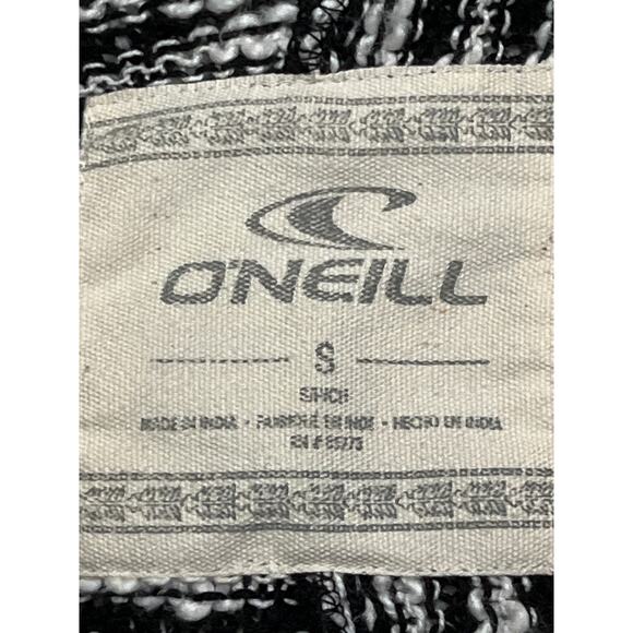 O’Neill Black White Open Front Cardigan Sweater Size S 100% Cotton Boho Drape - Picture 5 of 7